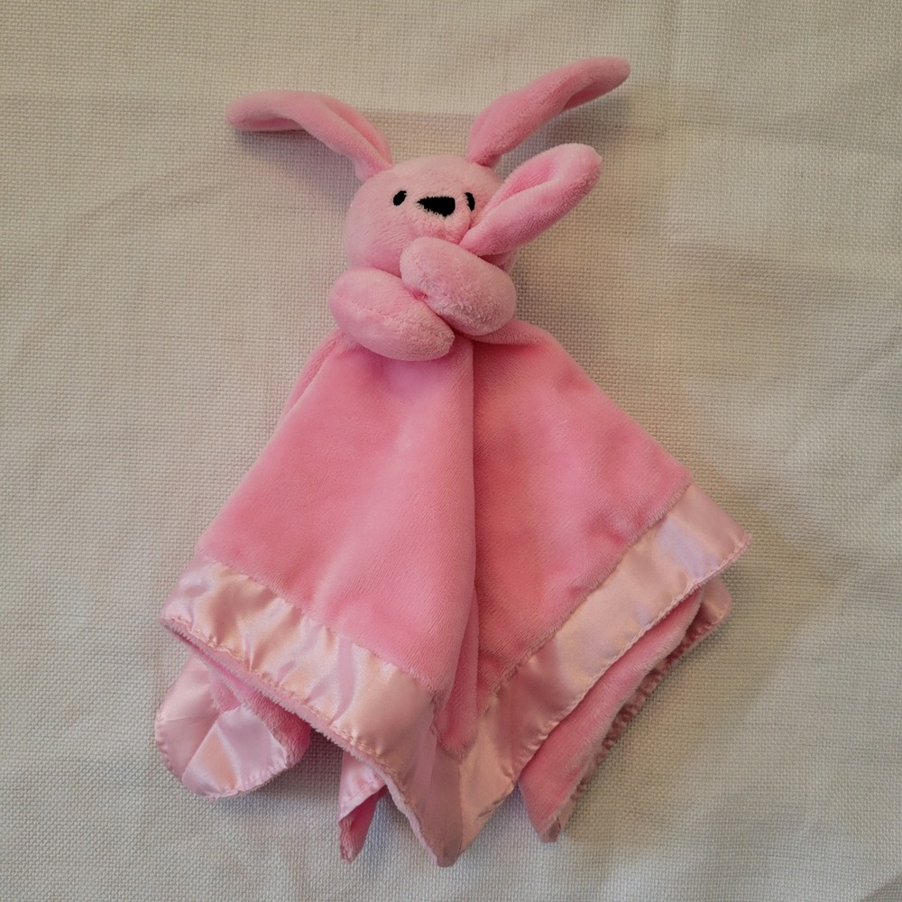 Mystic Apparel OS Security Blanket Pink Bunny Satin Trim LOVEY Replacement Gift